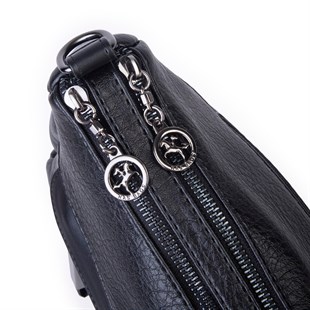 Nas Bag Çok Gözlü Yumuşak ve Hafif Yapılı Çift Askılı Omuz ve Çapraz Çanta ( 30x24 cm ) Siyah Victoria