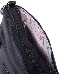 Nas Bag Çok Gözlü Yumuşak ve Hafif Yapılı Çift Askılı Omuz ve Çapraz Çanta ( 30x24 cm ) Siyah Victoria