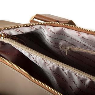 Nas Bag Extra Büyük Boy Omuz Çantası Vizon Taba Buzzy (eni 44 cm , boyu 32 cm)