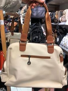 Nas Bag Kadın Büyük Boy Omuz Çantası Krem Taba Buzzy (en :37 ,boy :30 cm)