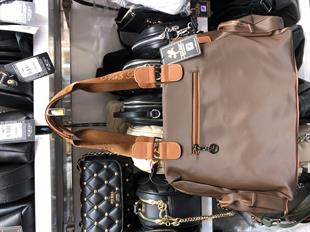 Nas Bag Kadın Büyük Boy Omuz Çantası siyah Taba Buzzy (en :37 ,boy :30 cm)