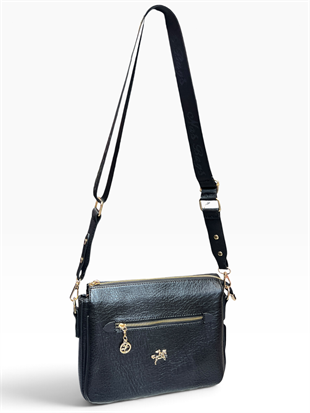 Nas Bag Kadın Çapraz Çanta Kalın Ayarlanabilir Askılı Çanta (En: 26 cm, Boy: 22 cm ) Siyah Victoria Çok gözlü
