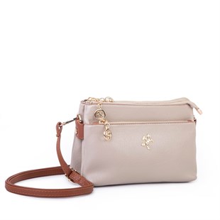 Nas Bag Kadın Çift Gözlü Omuz ve Çapraz Çanta Kum Taba 