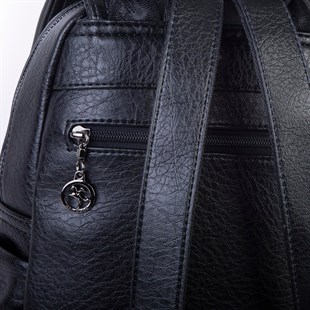 Nas Bag Kadın Kapaklı Sırt Çantası Siyah Victoria