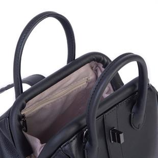 Nas Bag Kadın Mini Boy Klipsli El ve Postacı Çantası Siyah Golf (20x13 cm)