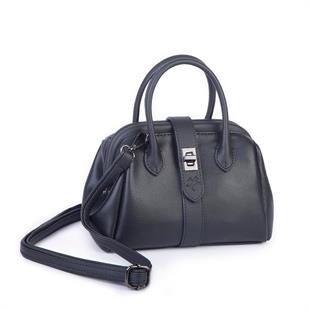 Nas Bag Kadın Mini Boy Klipsli El ve Postacı Çantası Siyah Golf (20x13 cm)