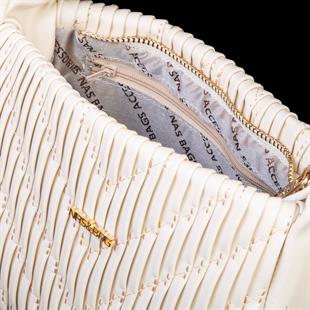 Nas Bag Kadın Mini Boy Omuz Çapraz ve El Çantası ( 19x15 cm) Beyaz