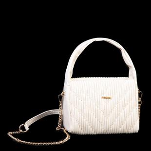 Nas Bag Kadın Mini Boy Omuz Çapraz ve El Çantası ( 19x15 cm) Beyaz