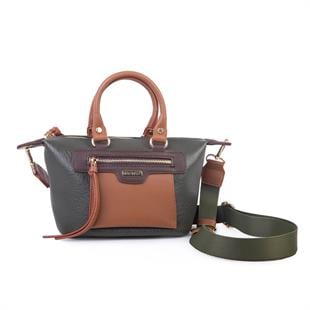Nas Bag Kadın Mini El ve Postacı Çantası Haki Taba Kahve Victoria