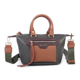 Nas Bag Kadın Mini El ve Postacı Çantası Haki Taba Kahve Victoria