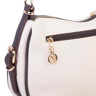 Nas Bag Kadın Omuz ve Çapraz Çanta Çok Gözlü Şık Tasarım (28x18 cm) Krem Kahve Victoria