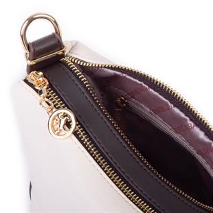Nas Bag Kadın Omuz ve Çapraz Çanta Çok Gözlü Şık Tasarım (28x18 cm) Krem Kahve Victoria
