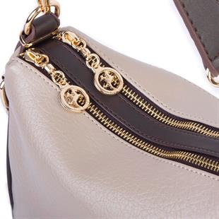 nas Bag Kadın Omuz ve Çapraz Çanta Çok Gözlü Şık Tasarım (28x18 cm) Kum Kahve Victoria