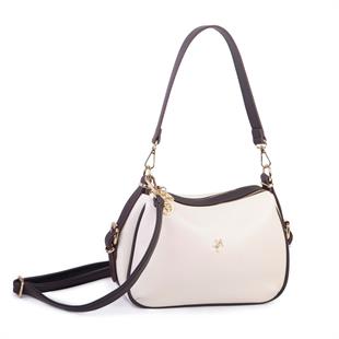 Nas Bag Kadın Omuz ve Çapraz Çanta Çok Gözlü Şık Tasarım (28x18 cm) Krem Kahve Victoria