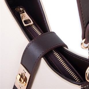 Nas Bag Kadın Oval Omuz ve Çapraz Çanta Beyaz Victoria