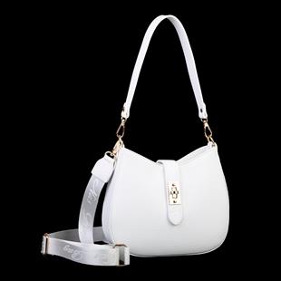 Nas Bag Kadın Oval Omuz ve Çapraz Çanta Beyaz Victoria