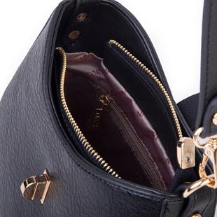 Nas Bag Kadın Oval Omuz ve Çapraz Çanta Siyah Victoria