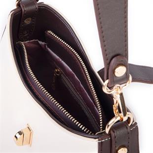 Nas Bag Kadın Oval Omuz ve Çapraz Çanta Beyaz Victoria