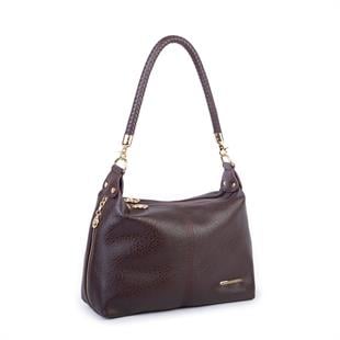 Nas Bag Kadın Şık Örgülü El yapımı Askılı Omuz ve Çapraz Çanta Kahve Victoria