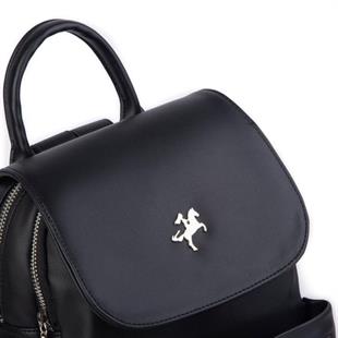 Nas Bag Kadın Sırt Çantası Çift Gözlü Spor Çanta ( 23x26x14 cm ) Siyah Dona