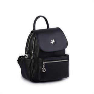 Nas Bag Kadın Sırt Çantası Çift Gözlü Spor Çanta ( 23x26x14 cm ) Siyah Dona