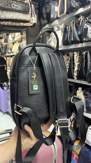 Nas Bag Kadın Sırt Çantası siyah deri