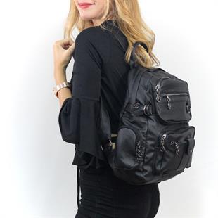 Nas Bag Kadın Sırt Çantası Siyah Yıkamalı
