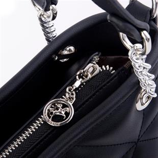 Nas Bag Mini Kadın Zincirli Kapitone El ve Çapraz Çanta 1305 Siyah Dona (19x19)