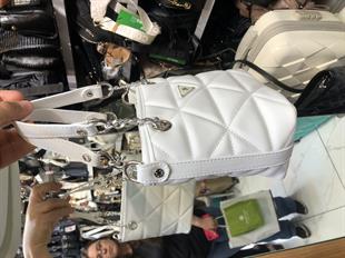 Nas Bag Mini Kadın Zincirli Kapitone El ve Çapraz Çanta 1305 beyaz Dona (19x19)
