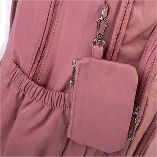 Nas Bag Unisex Hafif Büyük Boy Okul Çantası ve Spor Çantası Çok Gözlü Gül Kurusu