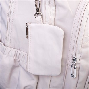 Nas Bag Unisex Hafif Büyük Boy Okul Çantası ve Spor Çantası Çok Gözlü Bej