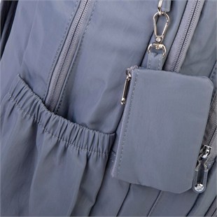 Nas Bag Unisex Hafif Büyük Boy Okul Çantası ve Spor Çantası Çok Gözlü Gri