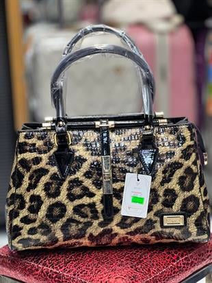 parlak  Leopar büyük boy kadın omuz çantası 853 ebat 35cm25