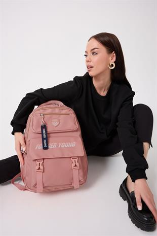 Pembe  Büyük boy okul çantası forever young okul çantası unisex modem 