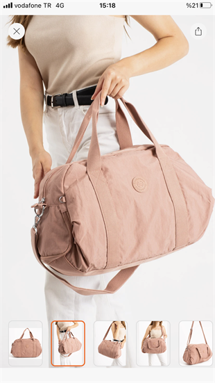 Sanmorris Büyük Boy Pembe Krinkıl Ayakkabı Bölümlü Çapraz Askılı Laptop Bölmeli Spor Seyahat Çantası