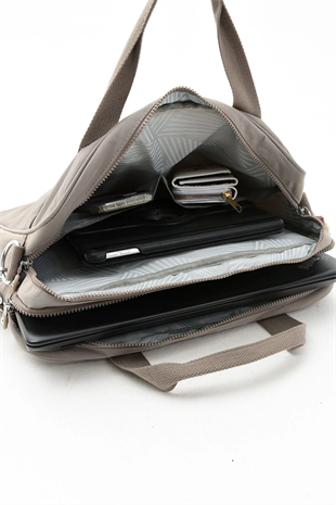 Sanmorris Unisex klinkır kumaş suya dayanıklı laptop bölmeli ayarlanabilir çapraz ve el askılı evrak ve laptop çantası f