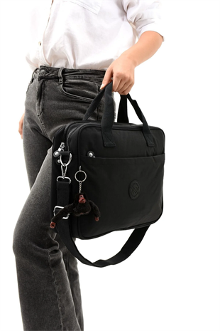 Sanmorris Unisex klinkır kumaş suya dayanıklı laptop bölmeli ayarlanabilir çapraz ve el askılı evrak ve laptop çantası f