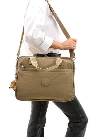 Sanmorris Unisex klinkır kumaş suya dayanıklı laptop bölmeli ayarlanabilir çapraz ve el askılı evrak ve laptop çantası f