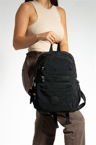 Siyah 3001 Sanmorris Unisex Suya Dayanıklı Kumaş Çok Gözlü Sırt Çantası