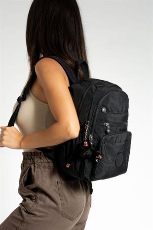 Siyah 3001 Sanmorris Unisex Suya Dayanıklı Kumaş Çok Gözlü Sırt Çantası