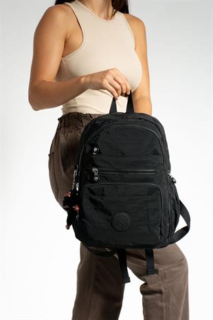 Siyah 3001 Sanmorris Unisex Suya Dayanıklı Kumaş Çok Gözlü Sırt Çantası