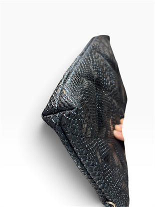 Siyah  baskılı  deri  Kadın clutch çanta kılaç çanta portföy çanta el çantası ebat 20cm30