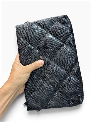 Siyah  baskılı  deri  Kadın clutch çanta kılaç çanta portföy çanta el çantası ebat 20cm30