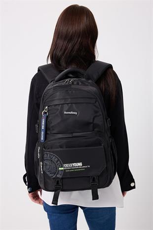 siyah Büyük boy okul çantası forever young okul çantası unisex modem 