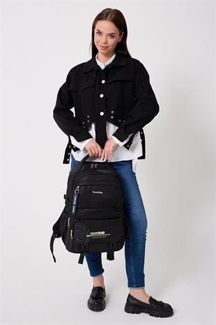 siyah Büyük boy okul çantası forever young okul çantası unisex modem 