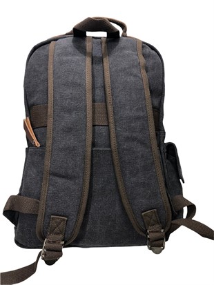Ççs 51372  Siyah Erkek Sırt Çantası Kanvas Kumaş Ebat 42Cm32Cm Okul Ve Günlük 