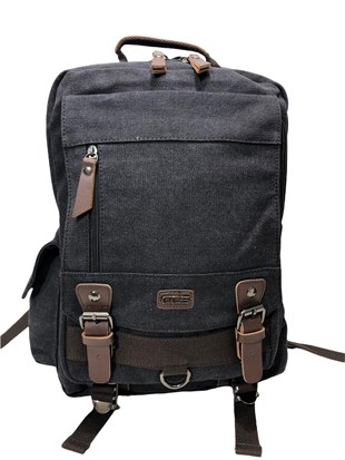Ççs 51372  Siyah Erkek Sırt Çantası Kanvas Kumaş Ebat 42Cm32Cm Okul Ve Günlük 