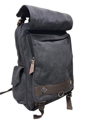 Ççs 51372  Siyah Erkek Sırt Çantası Kanvas Kumaş Ebat 42Cm32Cm Okul Ve Günlük 