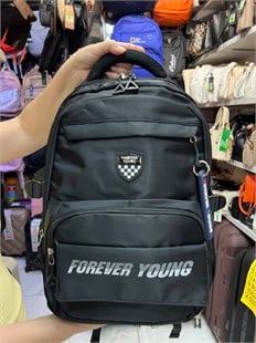 Siyah Forever Young PARAŞÜT KUMAŞ YÜKSEK KALİTELİ SIRT ÇANTASI