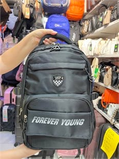 Siyah Forever Young PARAŞÜT KUMAŞ YÜKSEK KALİTELİ SIRT ÇANTASI